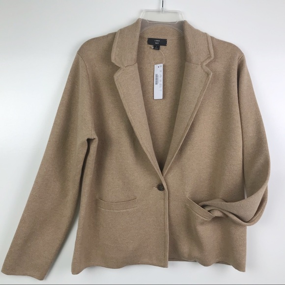 J. Crew Jackets & Blazers - J Crew Margot Cropped Sweater Blazer sz L Khaki